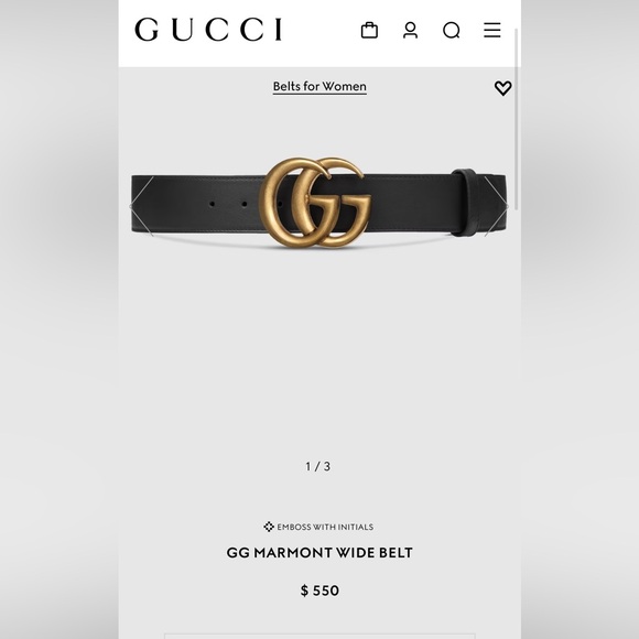 Gucci GG Marmont Wide Belt Size 85 / US 6 with Dustbag - Picture 7 of 9